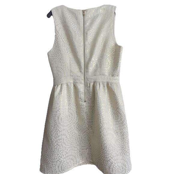 Charming Charlie Medium Ivory Gold Brocade Dress Y2K party dress structured zip - Picture 2 of 12